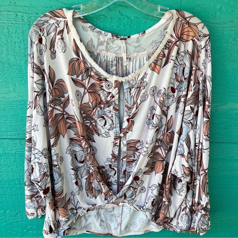 ANTHROPOLOGIE FREE PEOPLE KEEPIN ON FLORAL FLOWY OVERSIZED TUNIC TOP SIZE MEDIUM - Picture 4 of 9